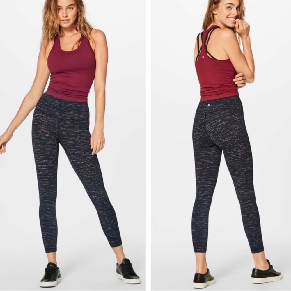 Lululemon Wunder Under High Rise 7/8 Tight 25” Luon Warp Speed Filtered SZ 4 EUC